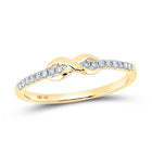 10K Yellow Gold Round Diamond Women's Infinity Knot Stackable Ring 1/10 Cttw - Splendid Jewellery