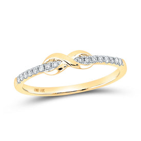 10K Yellow Gold Round Diamond Women's Infinity Knot Stackable Ring 1/10 Cttw - Splendid Jewellery