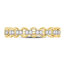 Load image into Gallery viewer, 10K Yellow Gold Round Diamond Women's Link Stackable Band Ring 1/8 Cttw - Splendid Jewellery