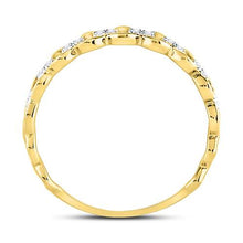 Load image into Gallery viewer, 10K Yellow Gold Round Diamond Women's Link Stackable Band Ring 1/8 Cttw - Splendid Jewellery