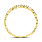10K Yellow Gold Round Diamond Women's Link Stackable Band Ring 1/8 Cttw - Splendid Jewellery