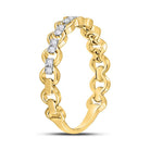 10K Yellow Gold Round Diamond Women's Link Stackable Band Ring 1/8 Cttw - Splendid Jewellery