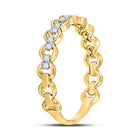 10K Yellow Gold Round Diamond Women's Link Stackable Band Ring 1/8 Cttw - Splendid Jewellery