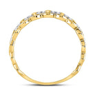 10K Yellow Gold Round Diamond Women's Link Stackable Band Ring 1/8 Cttw - Splendid Jewellery
