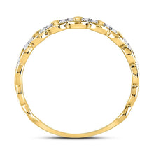 Load image into Gallery viewer, 10K Yellow Gold Round Diamond Women's Link Stackable Band Ring 1/8 Cttw - Splendid Jewellery