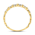 10K Yellow Gold Round Diamond Women's Link Stackable Band Ring 1/8 Cttw - Splendid Jewellery