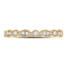Load image into Gallery viewer, 10K Yellow Gold Round Diamond Women's Milgrain Stackable Band Ring 1/6 Cttw - Splendid Jewellery