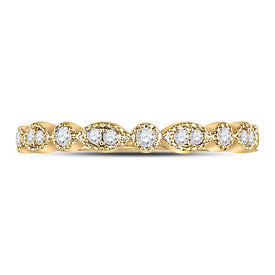 10K Yellow Gold Round Diamond Women's Milgrain Stackable Band Ring 1/6 Cttw - Splendid Jewellery