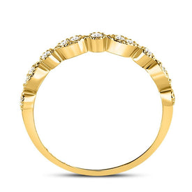 10K Yellow Gold Round Diamond Women's Milgrain Stackable Band Ring 1/6 Cttw - Splendid Jewellery