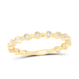 10K Yellow Gold Round Diamond Women's Modern Stackable Band Ring 1/10 Cttw - Splendid Jewellery