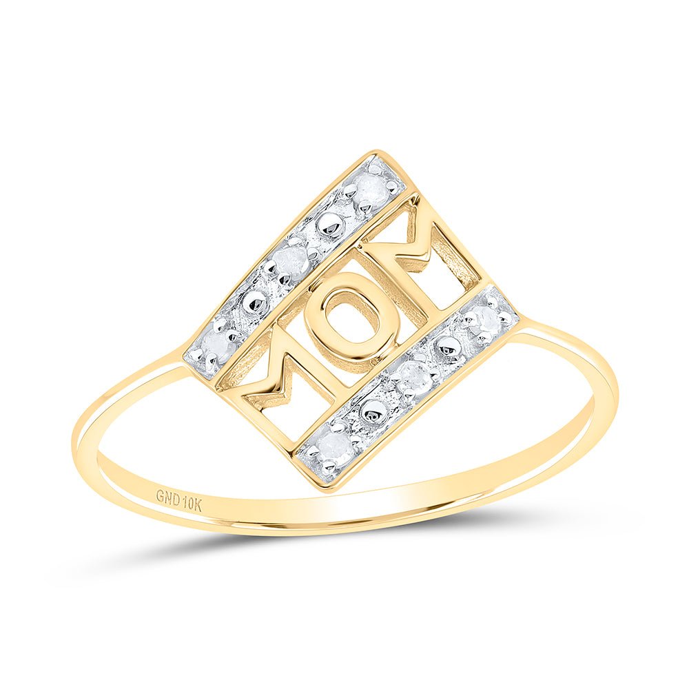 10K Yellow Gold Round Diamond Women's Mom Mother Accent Ring 1/20 Cttw - Splendid Jewellery