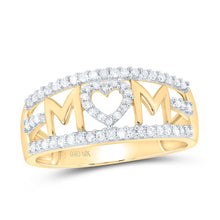 Load image into Gallery viewer, 10K Yellow Gold Round Diamond Women's Mom Mother Heart Band Ring 1/4 Cttw - Splendid Jewellery