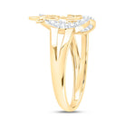 10K Yellow Gold Round Diamond Women's Mom Mother Heart Butterfly Ring 1/6 Cttw - Splendid Jewellery