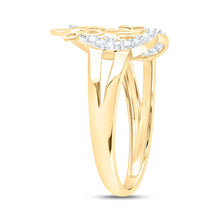 Load image into Gallery viewer, 10K Yellow Gold Round Diamond Women's Mom Mother Heart Butterfly Ring 1/6 Cttw - Splendid Jewellery