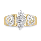 10K Yellow Gold Round Diamond Women's Mom Mother Ring 1/8 Cttw - Splendid Jewellery