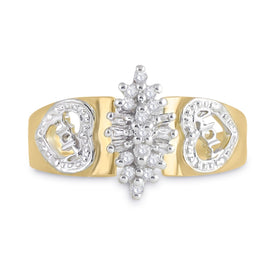 10K Yellow Gold Round Diamond Women's Mom Mother Ring 1/8 Cttw - Splendid Jewellery