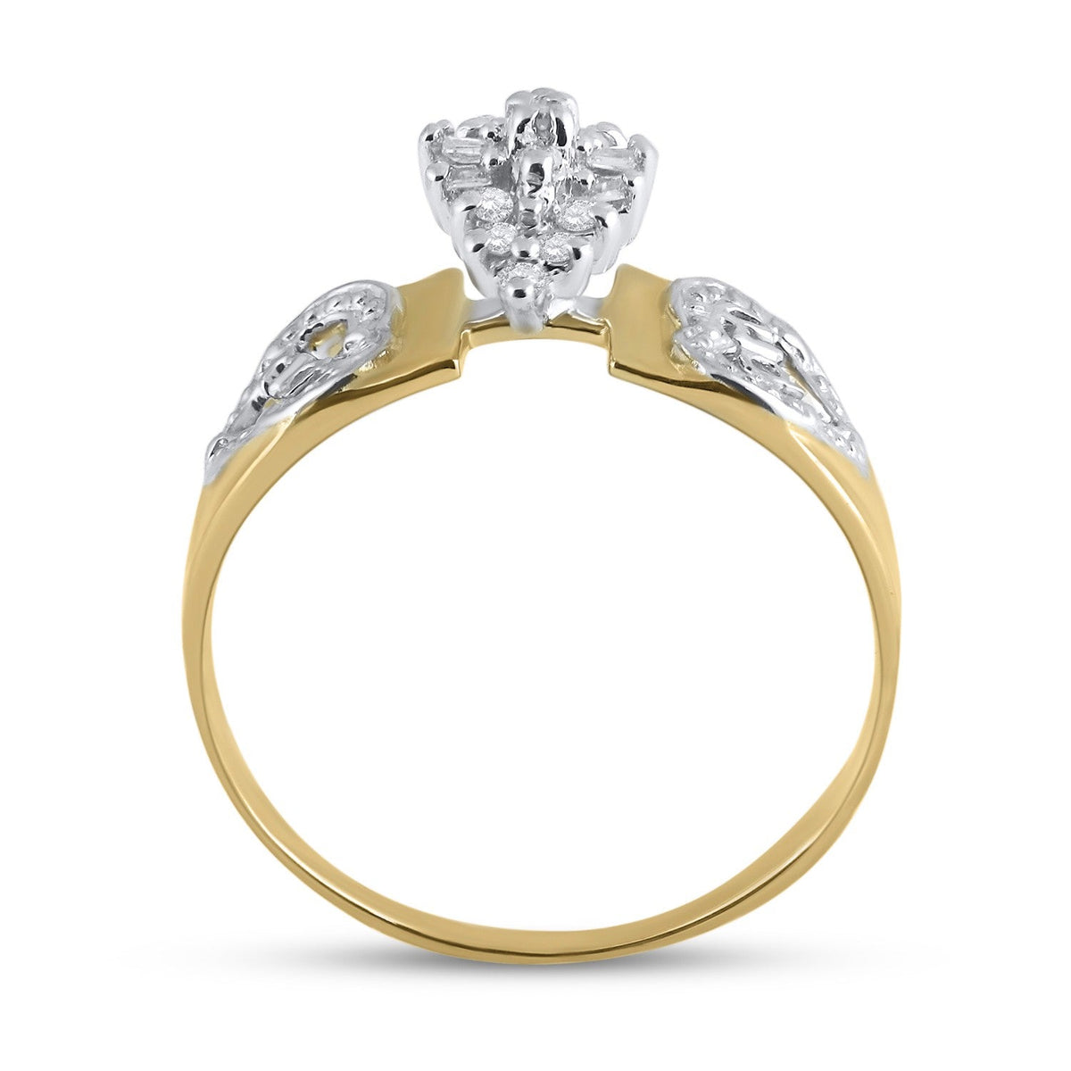 10K Yellow Gold Round Diamond Women's Mom Mother Ring 1/8 Cttw - Splendid Jewellery