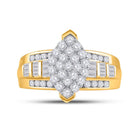 10K Yellow Gold Round Diamond Women's Oval Cluster Bridal Wedding Engagement Ring 1 Cttw - Splendid Jewellery