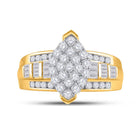 10K Yellow Gold Round Diamond Women's Oval Cluster Bridal Wedding Engagement Ring 1 Cttw - Splendid Jewellery