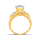 10K Yellow Gold Round Diamond Women's Oval Cluster Bridal Wedding Engagement Ring 1 Cttw - Splendid Jewellery