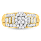 10K Yellow Gold Round Diamond Women's Oval Cluster Bridal Wedding Engagement Ring 1 Cttw - Splendid Jewellery