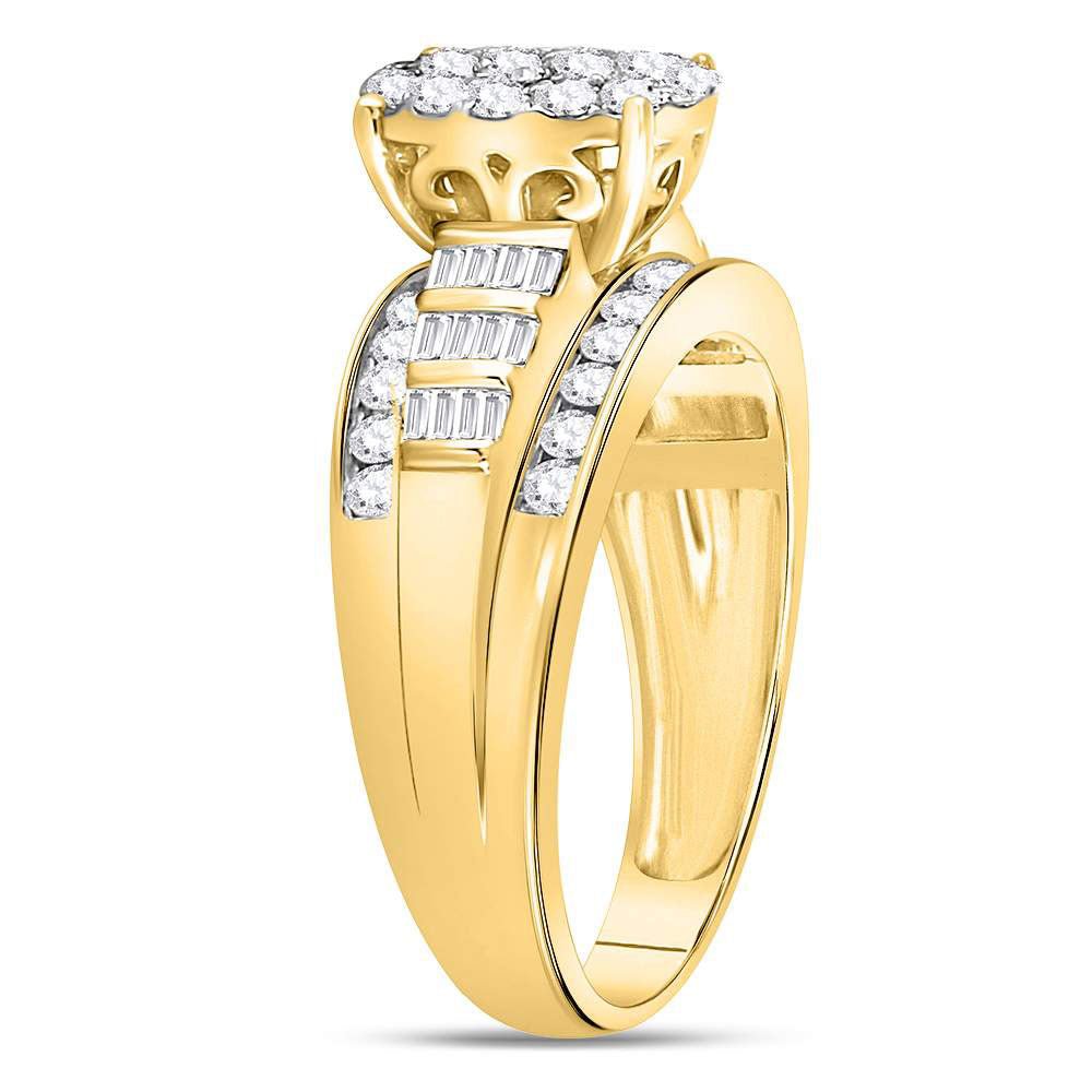 10K Yellow Gold Round Diamond Women's Oval Cluster Bridal Wedding Engagement Ring 1 Cttw - Splendid Jewellery