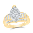 10K Yellow Gold Round Diamond Women's Oval Cluster Bridal Wedding Engagement Ring 1 Cttw - Splendid Jewellery