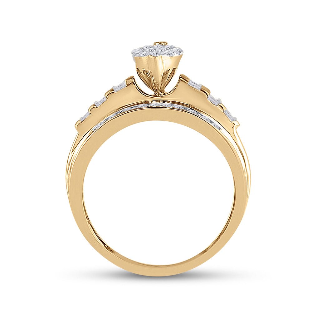 10K Yellow Gold Round Diamond Women's Oval Cluster Bridal Wedding Engagement Ring 1/2 Cttw - Splendid Jewellery