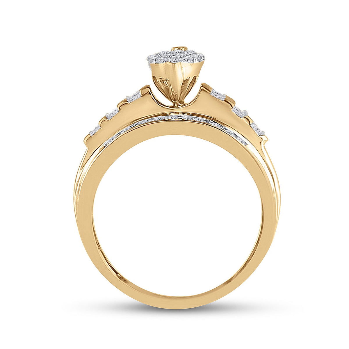 10K Yellow Gold Round Diamond Women's Oval Cluster Bridal Wedding Engagement Ring 1/2 Cttw - Splendid Jewellery