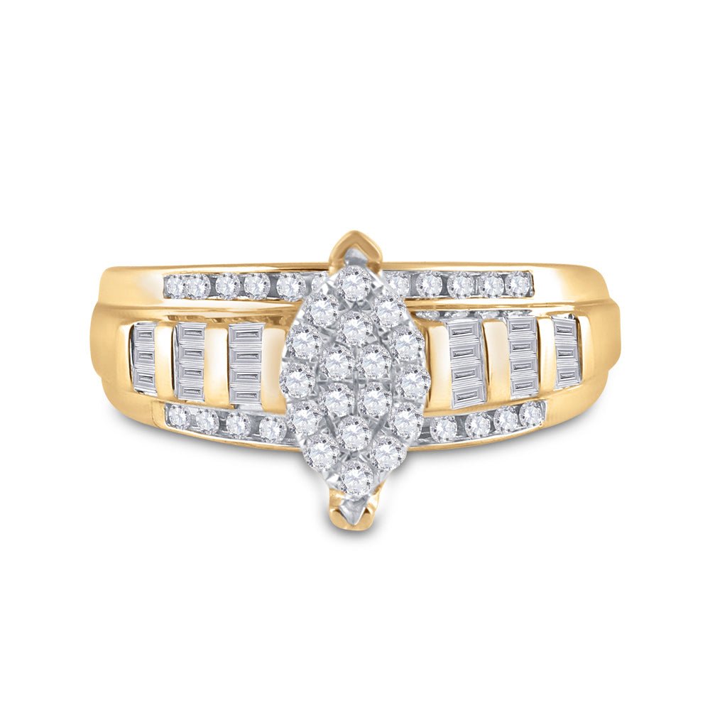 10K Yellow Gold Round Diamond Women's Oval Cluster Bridal Wedding Engagement Ring 1/2 Cttw - Splendid Jewellery