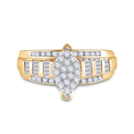 10K Yellow Gold Round Diamond Women's Oval Cluster Bridal Wedding Engagement Ring 1/2 Cttw - Splendid Jewellery