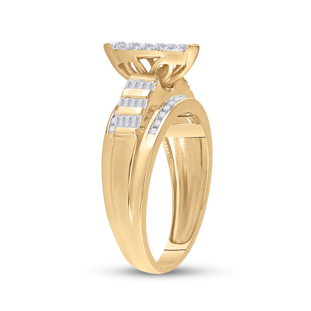 10K Yellow Gold Round Diamond Women's Oval Cluster Bridal Wedding Engagement Ring 1/2 Cttw - Splendid Jewellery