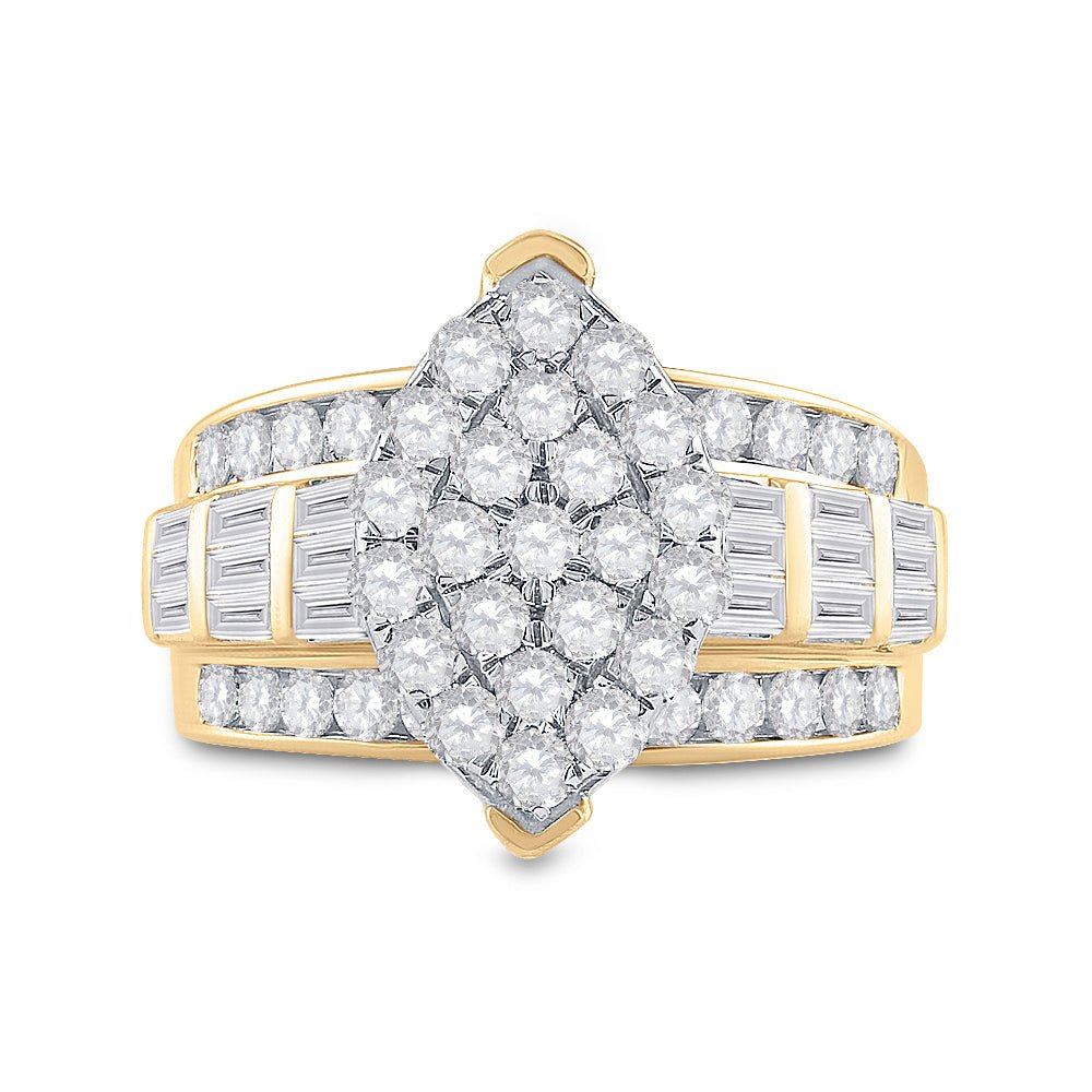 10K Yellow Gold Round Diamond Women's Oval Cluster Bridal Wedding Engagement Ring 2 Cttw - Splendid Jewellery