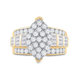 10K Yellow Gold Round Diamond Women's Oval Cluster Bridal Wedding Engagement Ring 2 Cttw - Splendid Jewellery