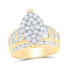 10K Yellow Gold Round Diamond Women's Oval Cluster Bridal Wedding Engagement Ring 2 Cttw - Splendid Jewellery