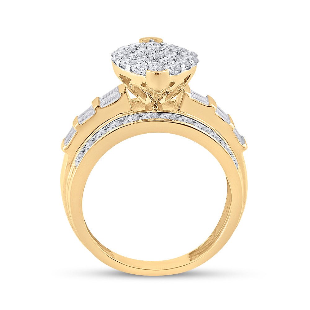 10K Yellow Gold Round Diamond Women's Oval Cluster Bridal Wedding Engagement Ring 2 Cttw - Splendid Jewellery