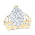 10K Yellow Gold Round Diamond Women's Oval Cluster Bridal Wedding Engagement Ring 3 Cttw - Splendid Jewellery