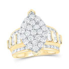 10K Yellow Gold Round Diamond Women's Oval Cluster Bridal Wedding Engagement Ring 3 Cttw - Splendid Jewellery