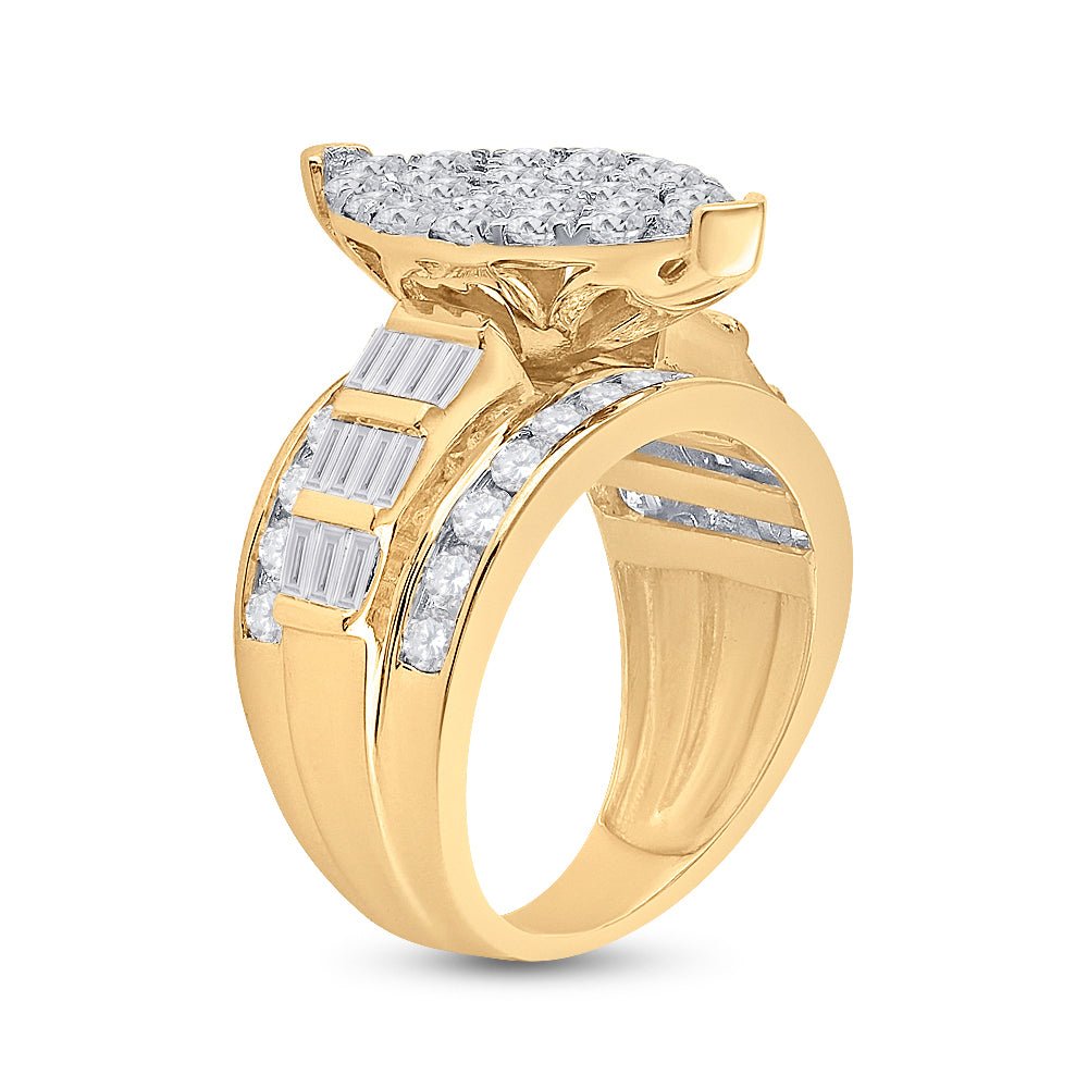 10K Yellow Gold Round Diamond Women's Oval Cluster Bridal Wedding Engagement Ring 3 Cttw - Splendid Jewellery