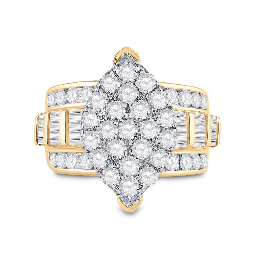 10K Yellow Gold Round Diamond Women's Oval Cluster Bridal Wedding Engagement Ring 3 Cttw - Splendid Jewellery