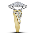 10K Yellow Gold Round Diamond Women's Oval Cluster Ring 1 Cttw - Splendid Jewellery