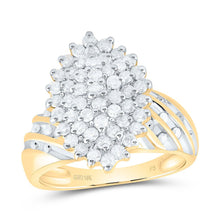 Load image into Gallery viewer, 10K Yellow Gold Round Diamond Women's Oval Cluster Ring 1 Cttw - Splendid Jewellery