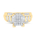 10K Yellow Gold Round Diamond Women's Rectangle Cluster Bridal Wedding Engagement Ring 7/8 Cttw - Splendid Jewellery