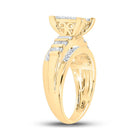 10K Yellow Gold Round Diamond Women's Rectangle Cluster Bridal Wedding Engagement Ring 7/8 Cttw - Splendid Jewellery