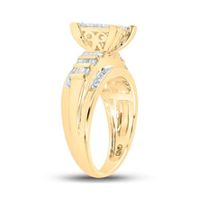 Load image into Gallery viewer, 10K Yellow Gold Round Diamond Women's Rectangle Cluster Bridal Wedding Engagement Ring 7/8 Cttw - Splendid Jewellery