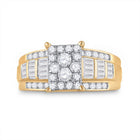 10K Yellow Gold Round Diamond Women's Rectangle Cluster Bridal Wedding Engagement Ring 7/8 Cttw - Splendid Jewellery