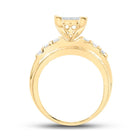 10K Yellow Gold Round Diamond Women's Rectangle Cluster Bridal Wedding Engagement Ring 7/8 Cttw - Splendid Jewellery
