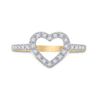 10K Yellow Gold Round Diamond Women's Simple Heart Outline Ring 1/5 Cttw - Splendid Jewellery