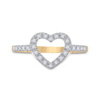 10K Yellow Gold Round Diamond Women's Simple Heart Outline Ring 1/5 Cttw - Splendid Jewellery