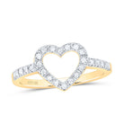 10K Yellow Gold Round Diamond Women's Simple Heart Outline Ring 1/5 Cttw - Splendid Jewellery